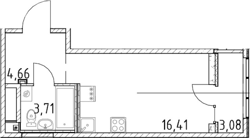 Квартира студия 24.78 м², 13/23 эт., ЖК «Город Первых»